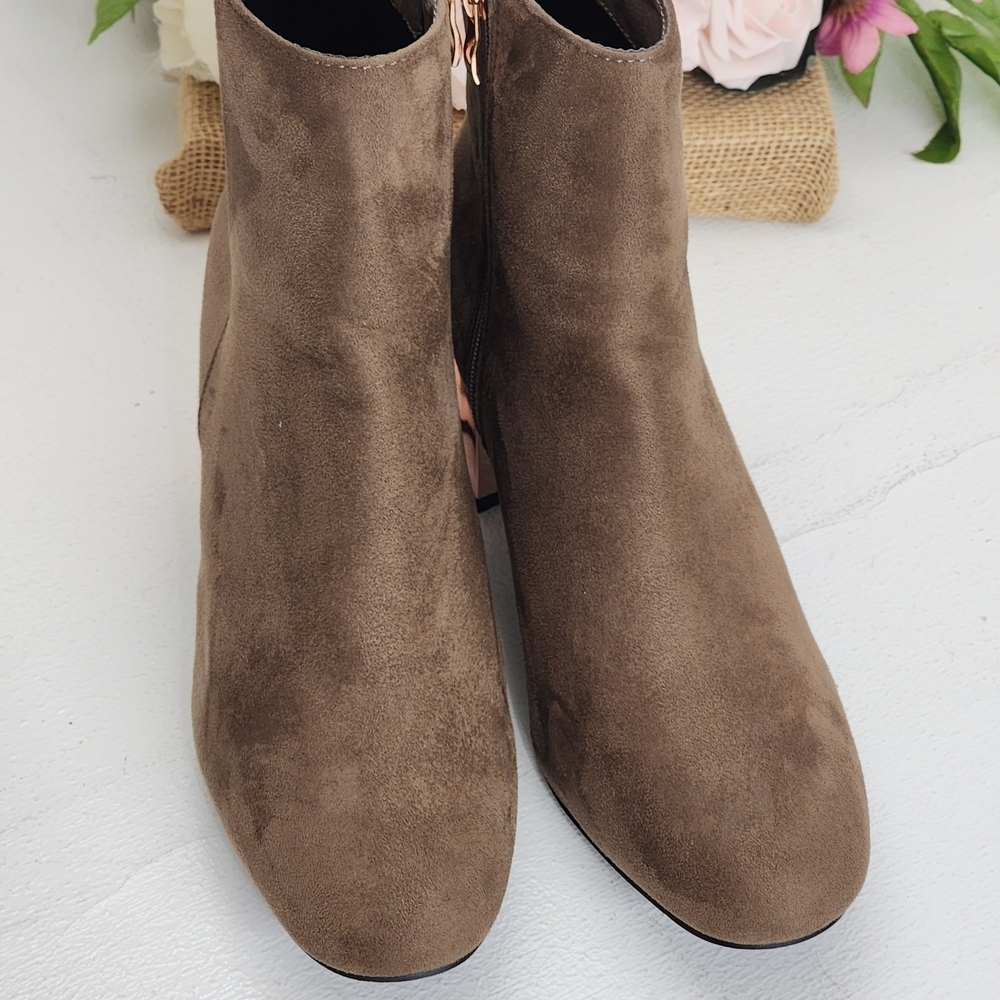Hot Kiss Taupe Ankle Boots with Blush Heel - Picture 3 of 7